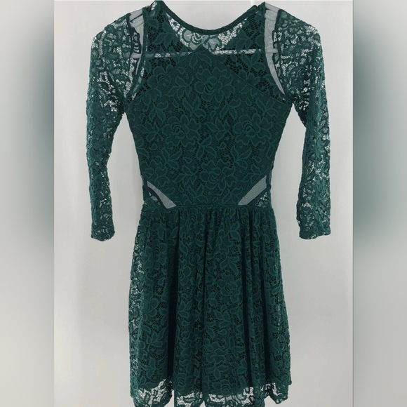 NWT Abercrombie & Fitch Women's Emerald Green Long Sleeve Lace Dress XS - Picture 4 of 9